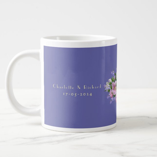 Grande Tasse Mariage Cadeau Couple Bouquet Arrière - plan (Gauche)