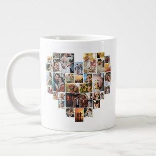 Grande Tasse Mariage Famille Anniversaire Coeur Photo Collage