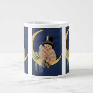 Grande Tasse Mariage Vintage, joli marié et mariée sur une Lune
