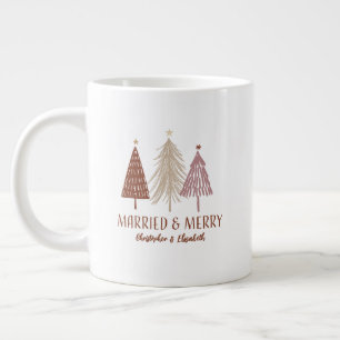 Grande Tasse Marié Joyeux premiers arbres de Noël Fête M. Mme