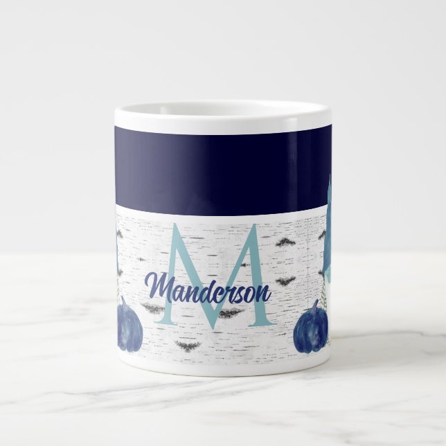 Grande Tasse Marine Dusty Blue Citrouille Gnomes Aspen Rustic H (Devant)