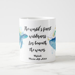 Grande Tasse Marine Life. Tortue de mer et baleine bleue