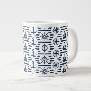 Grande Tasse Maritime En Motif Bleu