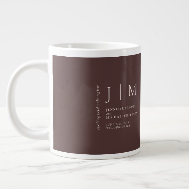Grande Tasse Marron Chocolat Formel Moderne café Mariage (Gauche)