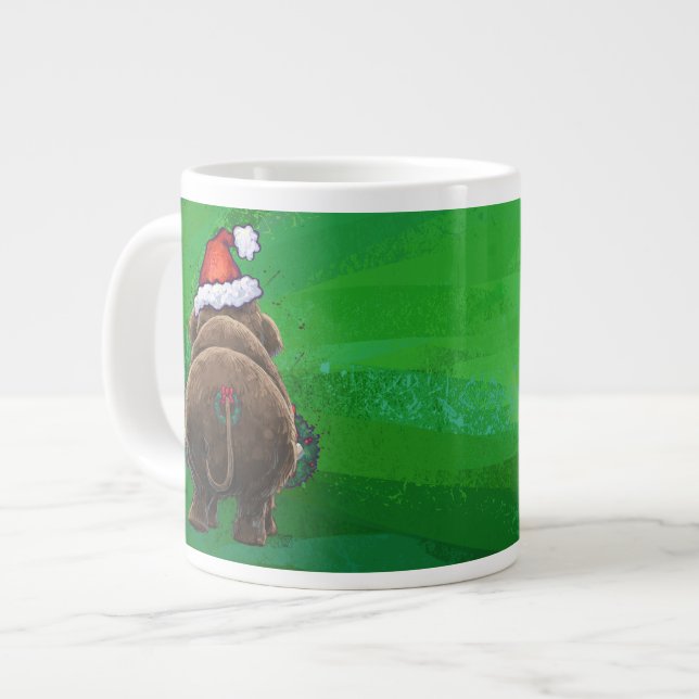 Grande Tasse Mastodon festif sur vert (Devant gauche)