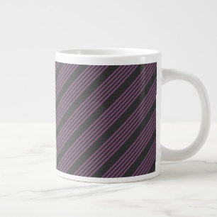 Grande Tasse Mauve violet et charbon de bois cinq bandes motif