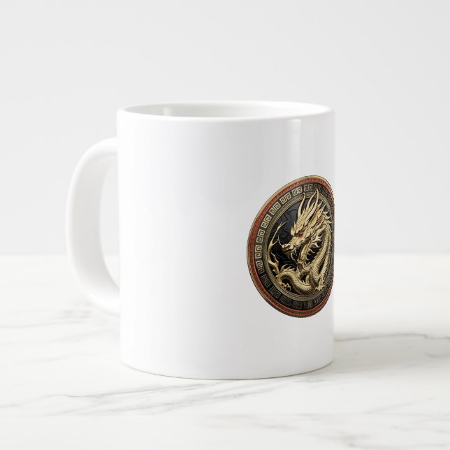 Grande Tasse Médaillon de dragon sacré oriental en or (Devant gauche)
