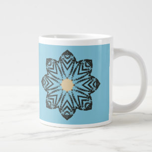 Grande Tasse Médaillon floral géométrique en détresse