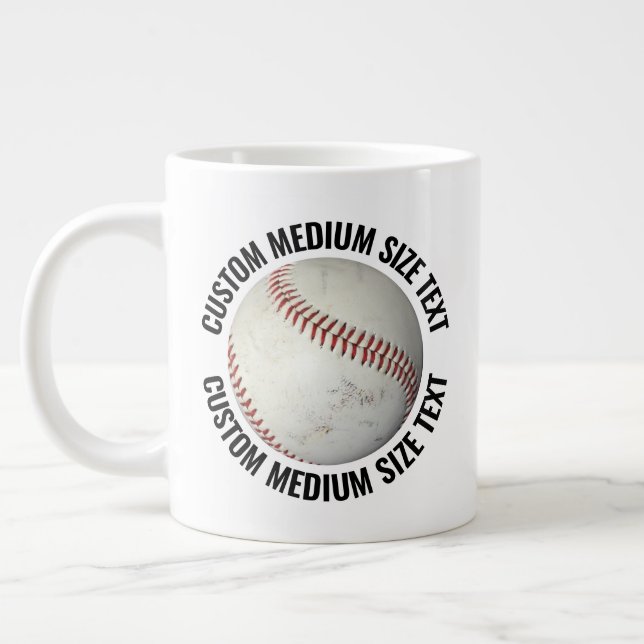 Grande Tasse Medium Size Personalized Text Baseball Custom (Gauche)