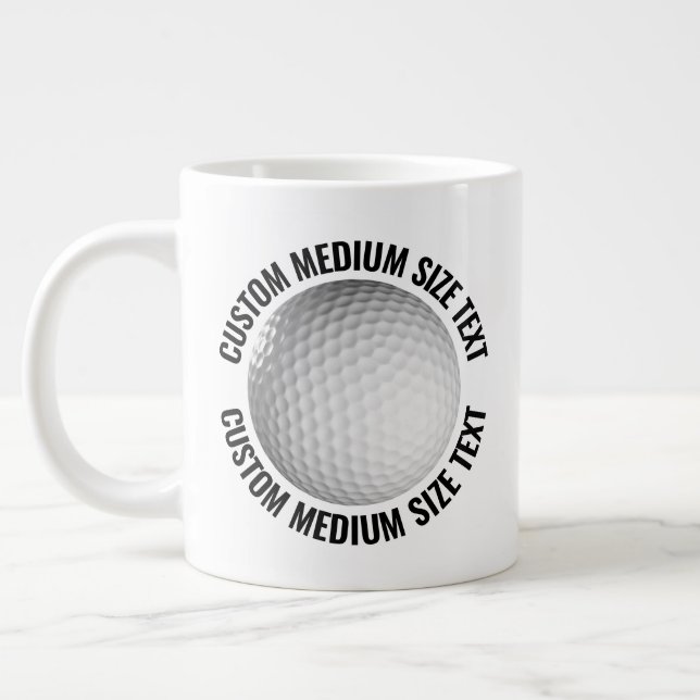 Grande Tasse Medium Size Personalized Text Golf Ball Custom (Gauche)