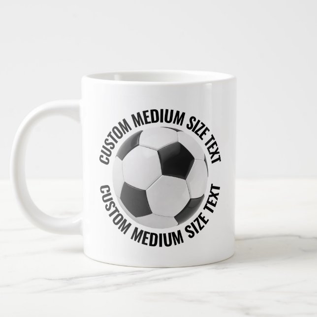 Grande Tasse Medium Size Personalized Text Soccer Ball Custom (Gauche)