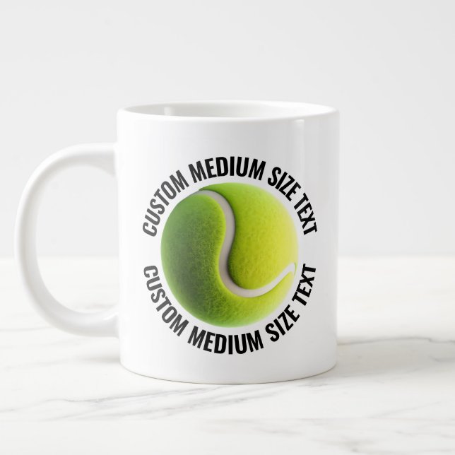 Grande Tasse Medium Size Personalized Text Tennis Ball Custom (Gauche)