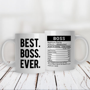 Grande Tasse Meilleur Boss Jamais Noir + Indice nutritionnel,
