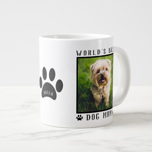 Grande Tasse Meilleur chien du monde Nom de maman Empreintes de (Devant droit)