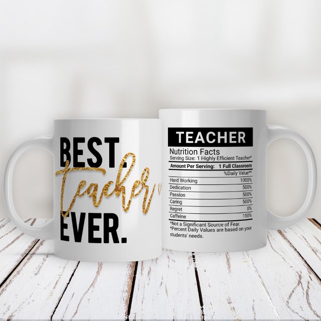 Grande Tasse Meilleur Enseignant En Or + Indice De Nutrition Mo (Créateur téléchargé)