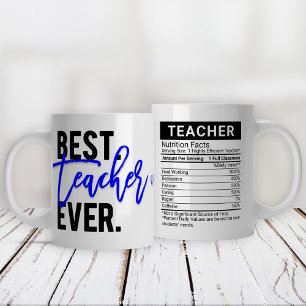 Grande Tasse Meilleur enseignant jamais bleu + valeur nutritive
