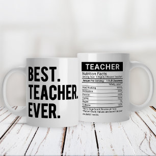 Grande Tasse Meilleur Enseignant jamais Noir + Indice nutrition