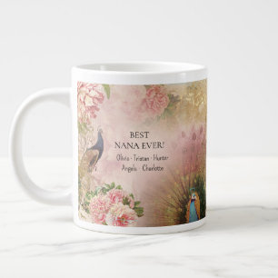 Grande Tasse Meilleur Nana rose Floral Peacock Enfants Fête des