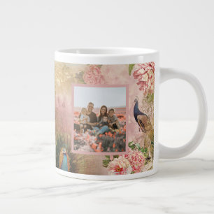 Grande Tasse Meilleur Nana rose rose Pacock Photo Fête des mère