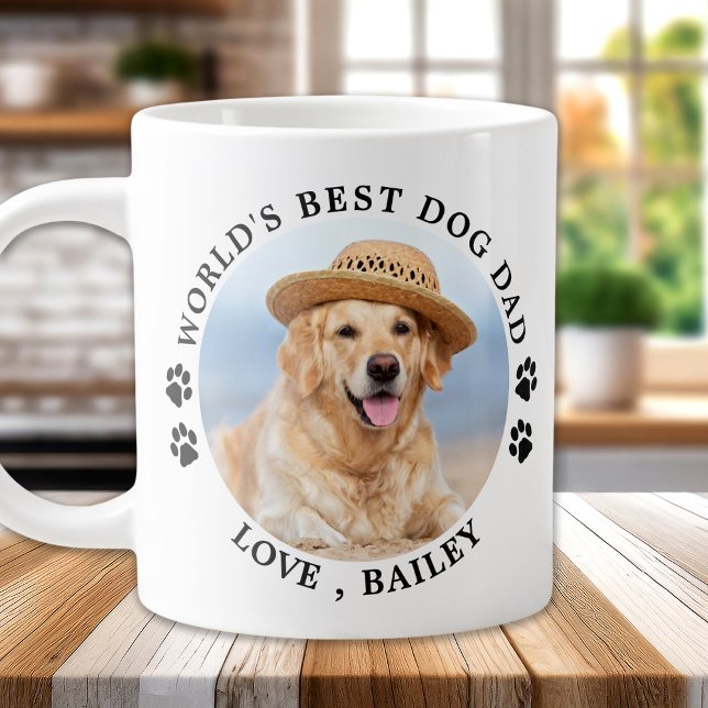 Grande Tasse Meilleur papa de chien au monde Photo personnalisé (Créateur téléchargé)