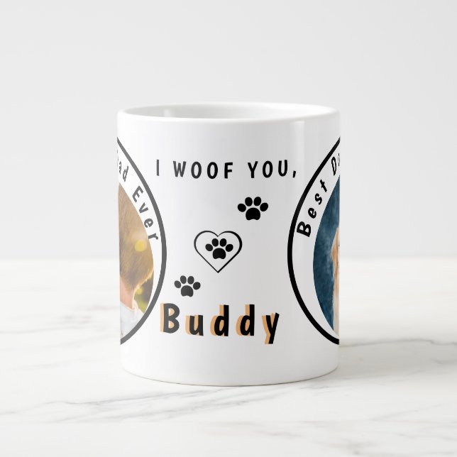 Grande Tasse Meilleur papa de chien au monde Photo personnalisé (Devant)