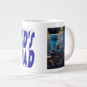 Grande Tasse Meilleur papa photo bleu 3d texte