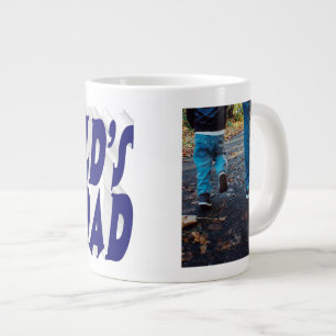 Grande Tasse Meilleur papa photo bleu foncé 3d texte
