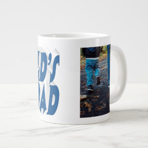 Grande Tasse Meilleur papa photo bleu mer 3d texte