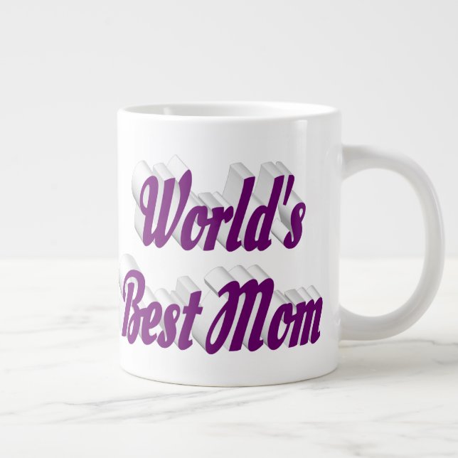 Grande Tasse Meilleur texte de moitié pourpre maman (Droite)