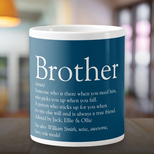 Grande Tasse Meilleure définition de frère drôle citation bleue (Best Ever Brother Definition Fun Quote Blue Giant Coffee Mug)