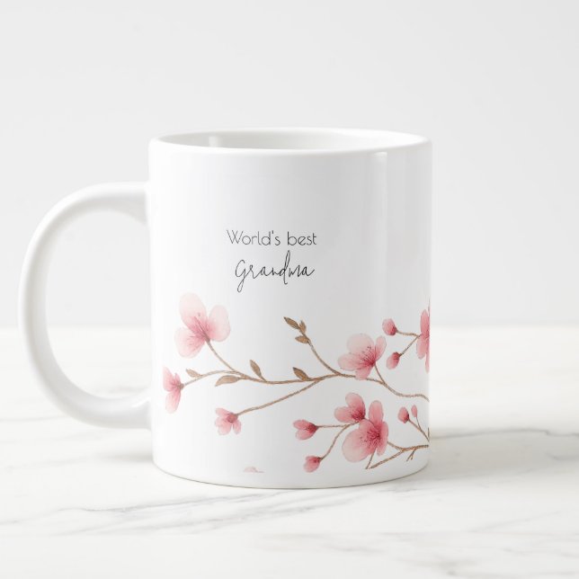 Grande Tasse Meilleure grand-mère du monde - Pastel Floral Pers (Gauche)