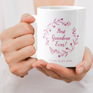 Grande Tasse Meilleure grand-mère Jamais Famille Florale Wreath