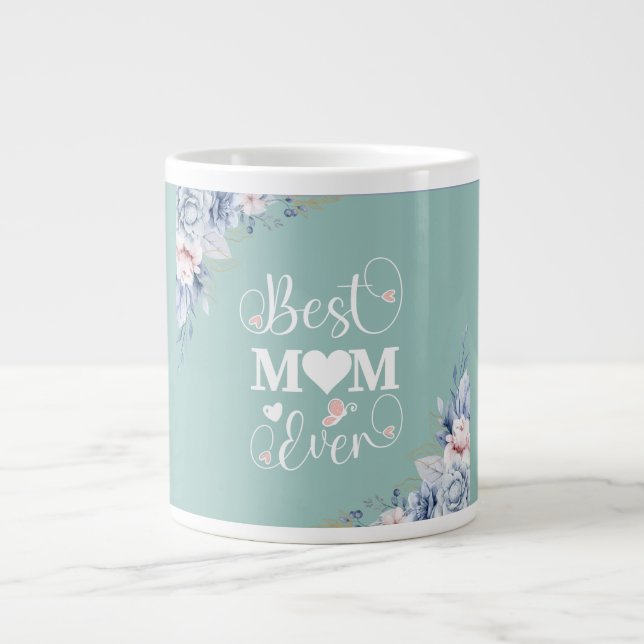 Grande Tasse 'Meilleure maman Ever' élégant cadeau floral (Devant)