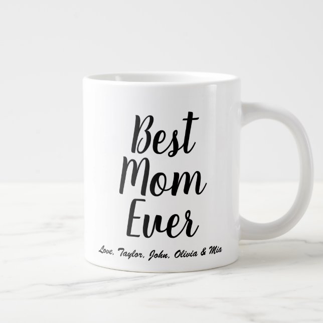 Grande Tasse Meilleure maman Ever noir script personnalisé pers (Droite)