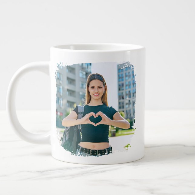 Grande Tasse Meilleure Maman Grunge Bordure Photo (Gauche)
