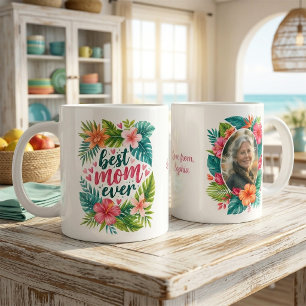 Grande Tasse Meilleure Maman Jamais Fleur Tropicale Photo de la