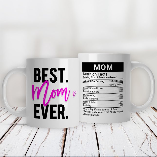Grande Tasse Meilleure Maman Jamais Rose + Nutrition Facts, (Créateur téléchargé)