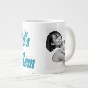 Grande Tasse Meilleure Maman photo texte bleu ciel