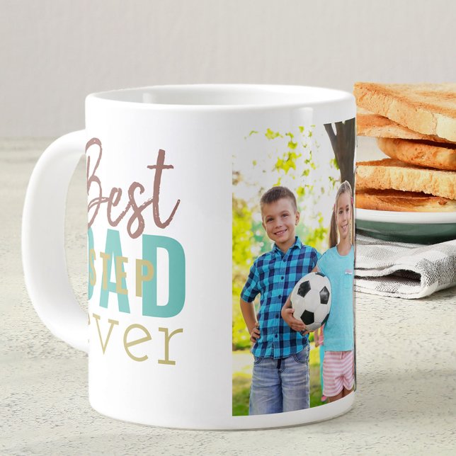 Grande Tasse Meilleure typographie jamais Stepdad et photo pers (Créateur téléchargé)