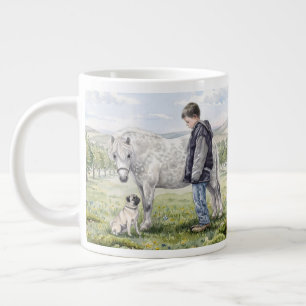 Grande Tasse Meilleurs amis-Enfant avec poney et chien dans un