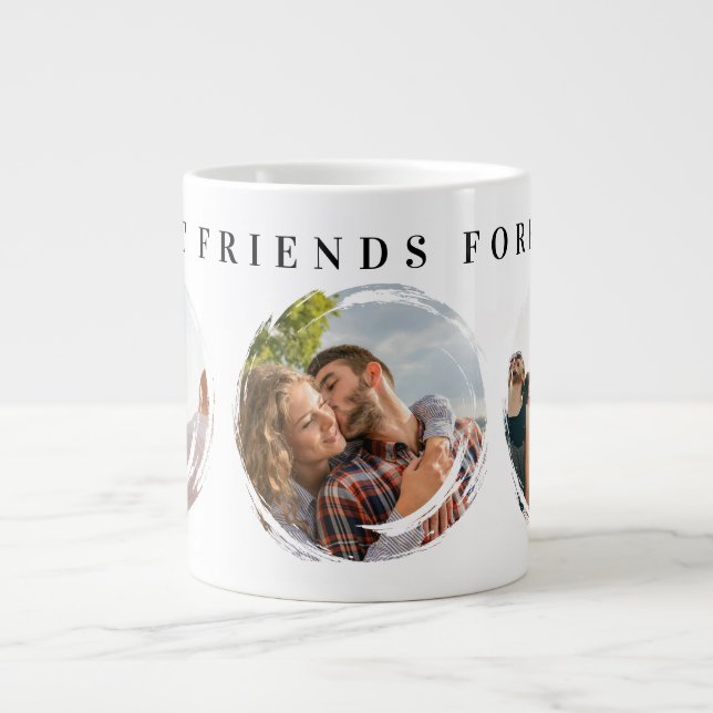 Grande Tasse Meilleurs amis Forever 3 Photo Collage Pinceau (Devant)