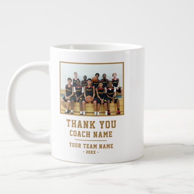 Grande Tasse Merci Coach Équipe Nom Photo (Gauche)