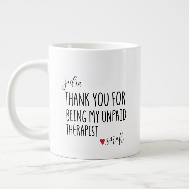 Grande Tasse Merci D'Être Mon Meilleur Thérapeute Non Payé (Gauche)