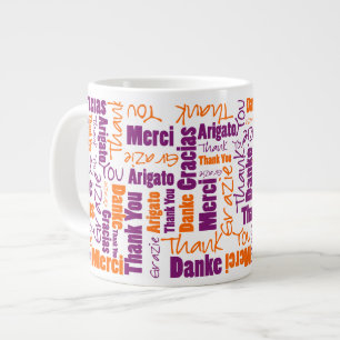 Grande Tasse Merci multilingue violet et orange