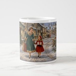 Grande Tasse Mère achète Noël dans un village anglais des année