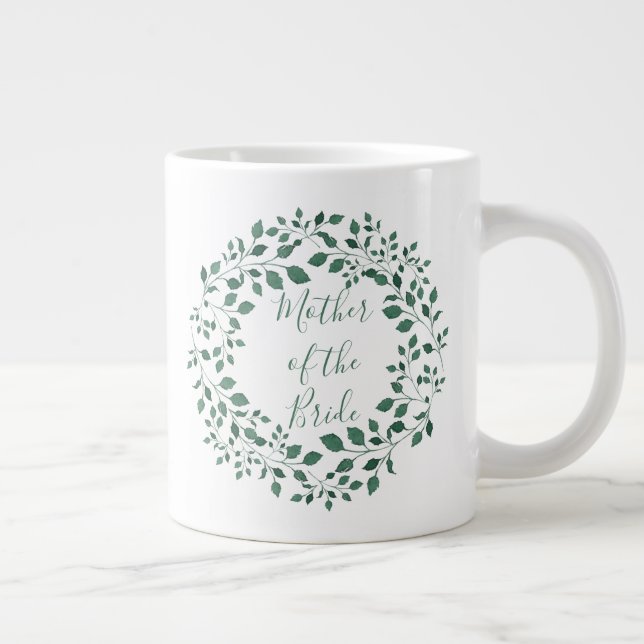 Grande Tasse Mère de la mariée | Mariage de la couronne verte r (Droite)