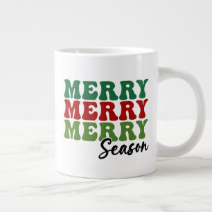 Grande Tasse Merry Merry Merry Saison - Retro Holiday Art