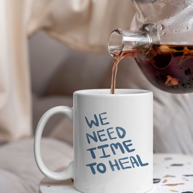 Grande Tasse Message de guérison écrit à la main en bleu semi-f (Créateur téléchargé)