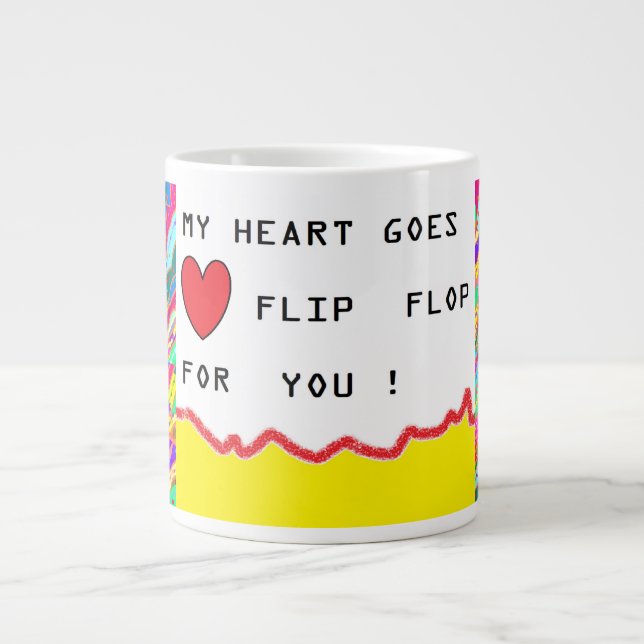 Grande Tasse Message romantique et art sur les coeurs (Devant)