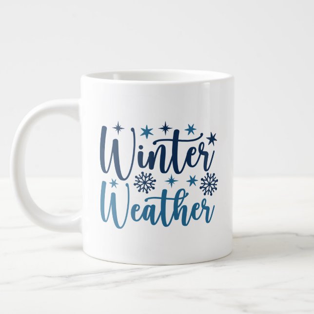 Grande Tasse Météo d'hiver - Typographie des Fêtes Neiges (Gauche)